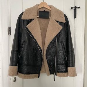 NWOT Massimo Dutti shearling leather coat